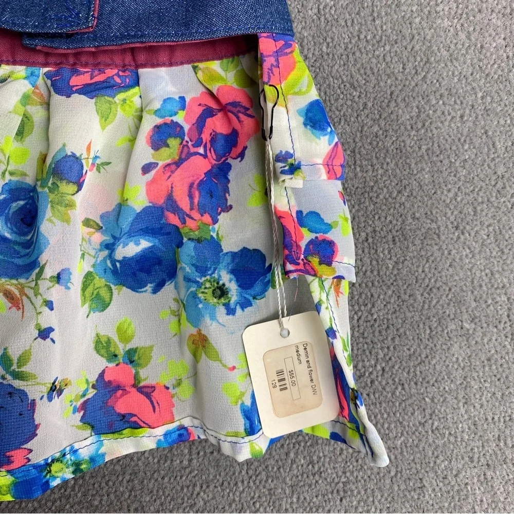 Denim floral dog dress size M